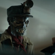An unseen worker pours a cup of coffee for a zombified mine worker.